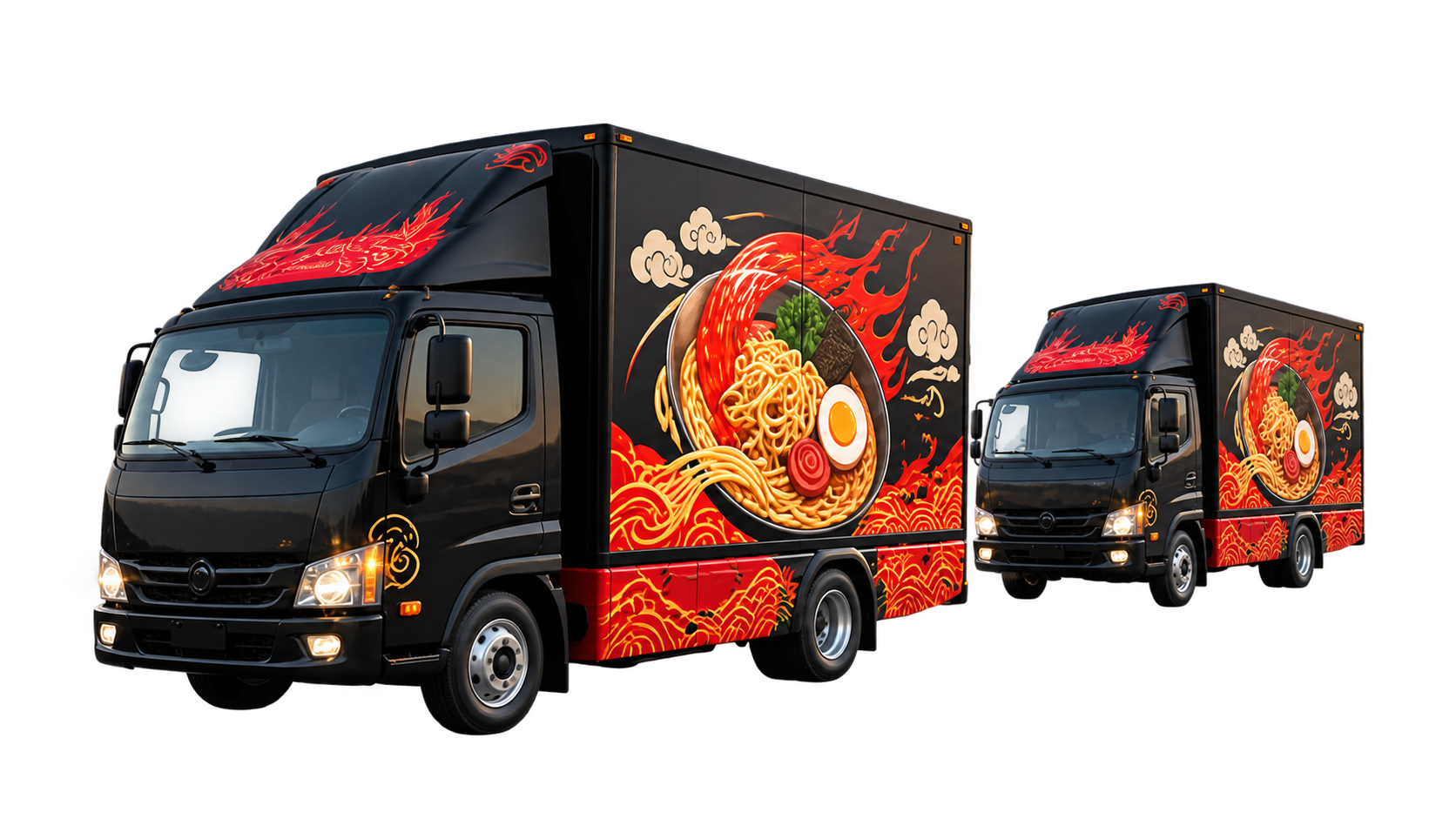 Two K-Food Trucks driving across Vietnam